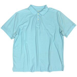 Men's L.L. BEAN Traditional Fit Woven Polo‎ Short Sleeve Blue | Size XXL Tall